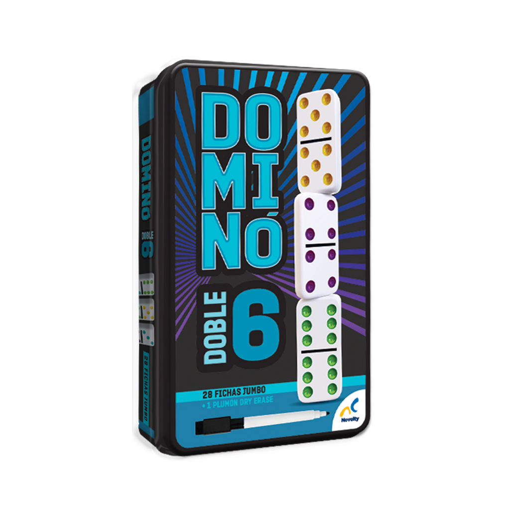 Novelty - D-581 Dominó doble 6 caja metalica